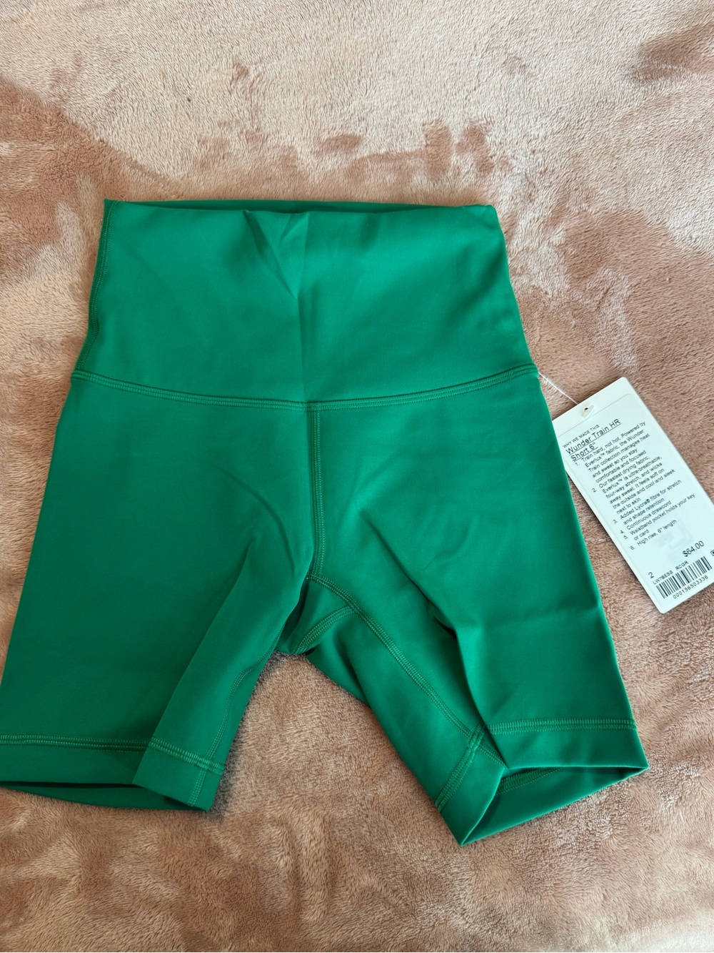 NWT Lululemon Wunder Train High Rise 6” Shorts, Green, Size 2